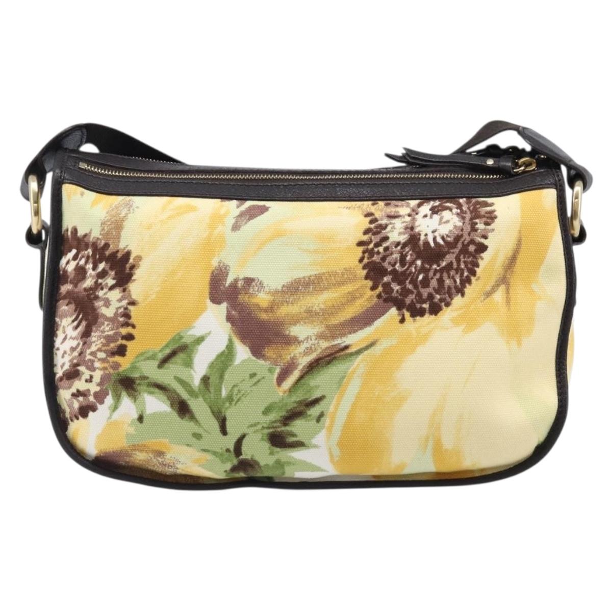 CELINE Shoulder Bag Canvas Yellow Gold Auth 203671A