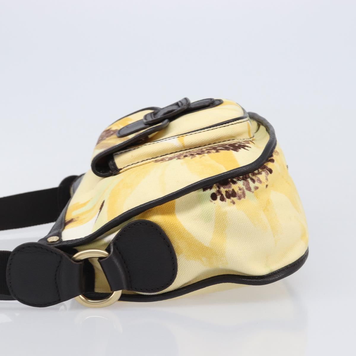 CELINE Shoulder Bag Canvas Yellow Gold Auth 203671A