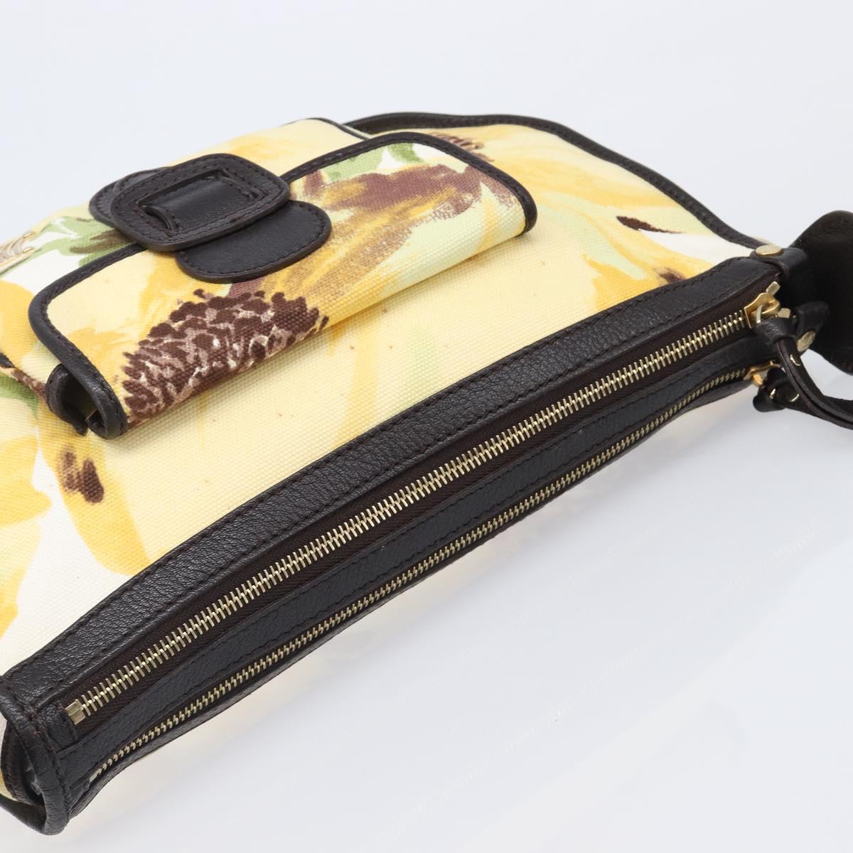 CELINE Shoulder Bag Canvas Yellow Gold Auth 203671A