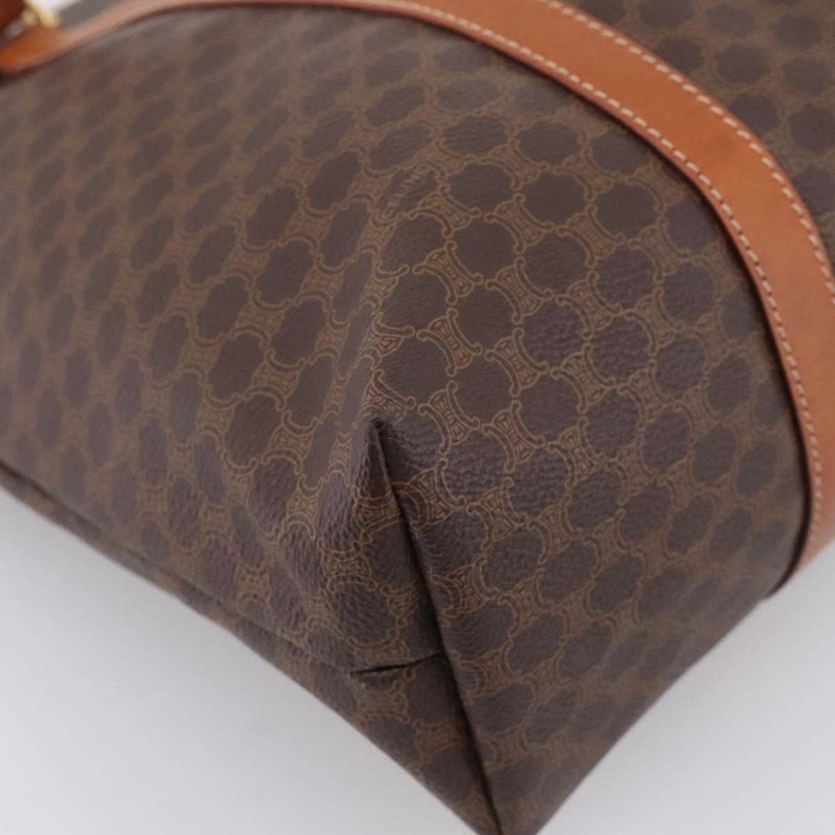 CELINE Macadam Canvas Tote Bag PVC Leather Brown Gold Auth 203674A