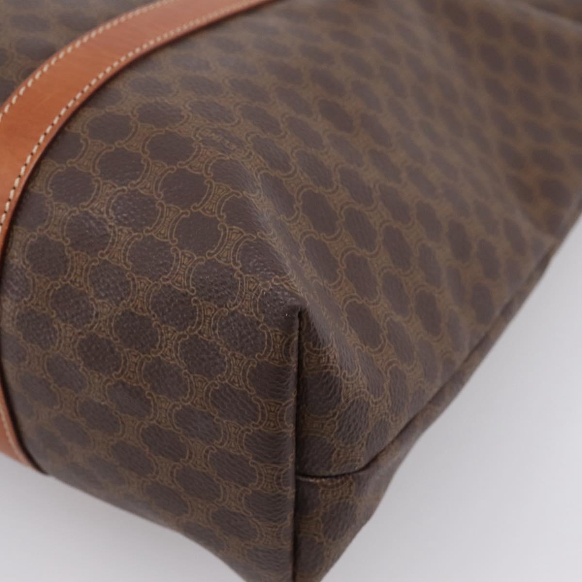 CELINE Macadam Canvas Tote Bag PVC Leather Brown Gold Auth 203674A