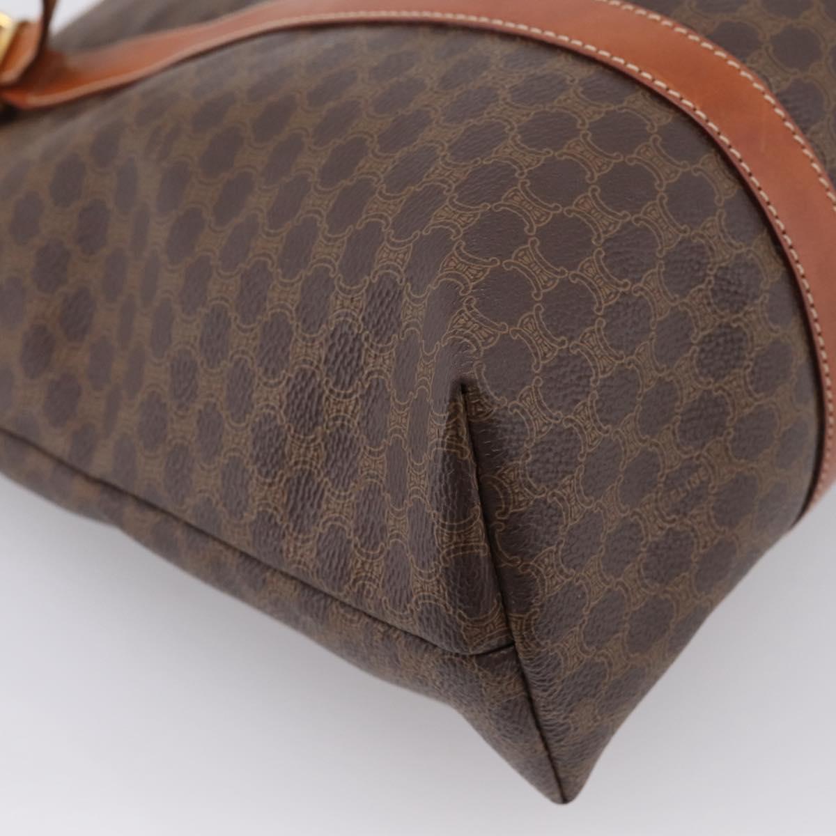 CELINE Macadam Canvas Tote Bag PVC Leather Brown Gold Auth 203674A