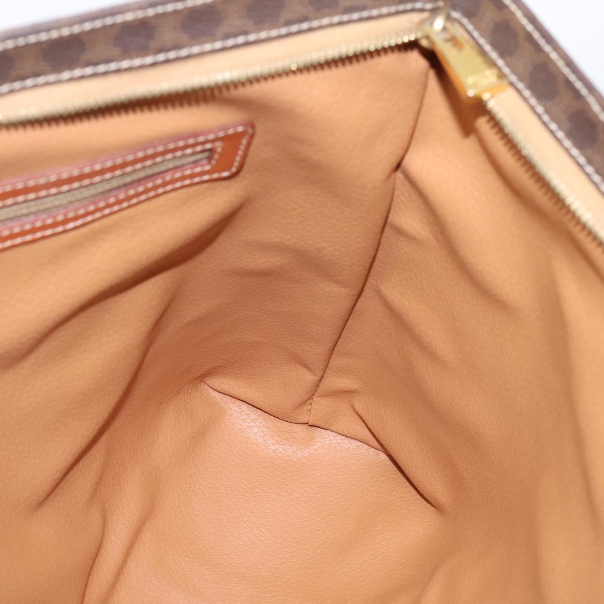 CELINE Macadam Canvas Tote Bag PVC Leather Brown Gold Auth 203674A
