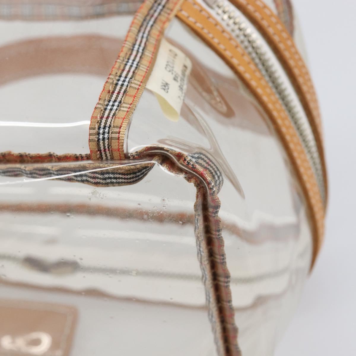 Burberrys Vanity Cosmetic Pouch Vinyl Clear Silver Auth 203676A