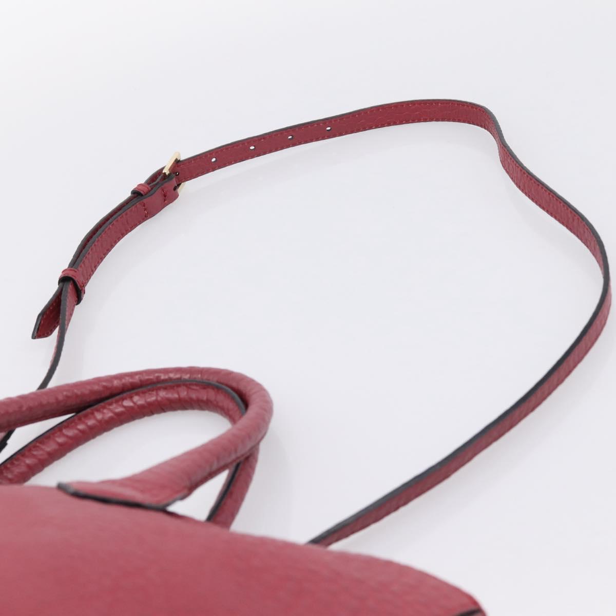 BURBERRY Hand Bag Leather 2way Red Gold Auth 203678