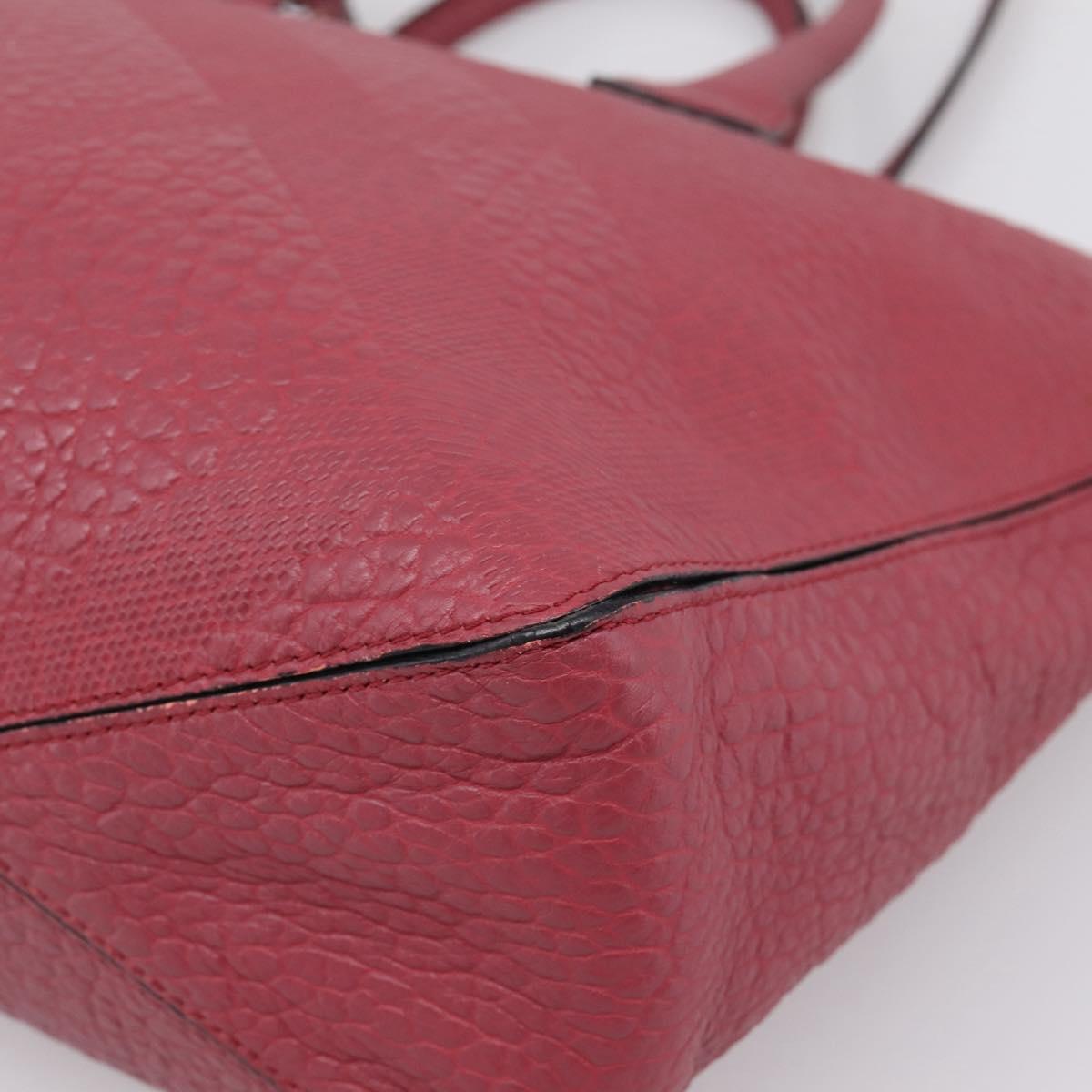 BURBERRY Hand Bag Leather 2way Red Gold Auth 203678