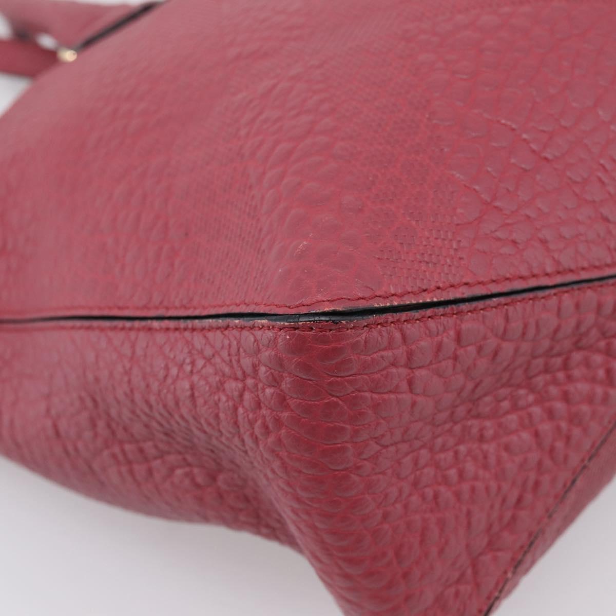 BURBERRY Hand Bag Leather 2way Red Gold Auth 203678