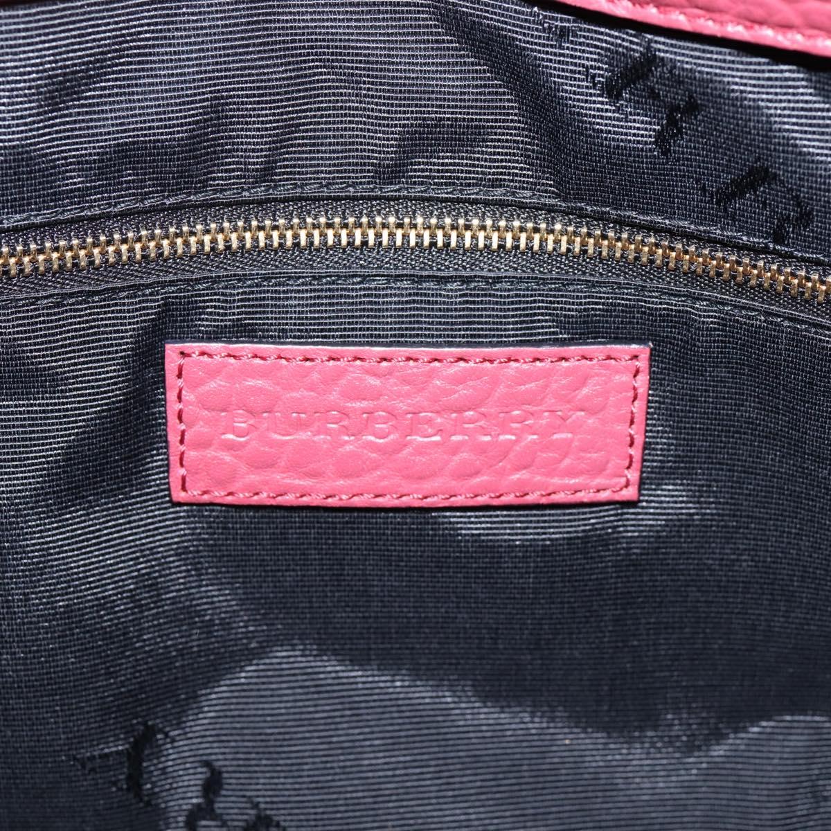 BURBERRY Hand Bag Leather 2way Red Gold Auth 203678