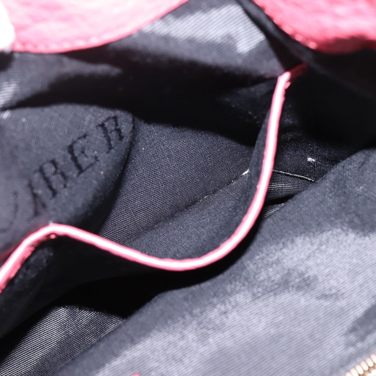 BURBERRY Hand Bag Leather 2way Red Gold Auth 203678