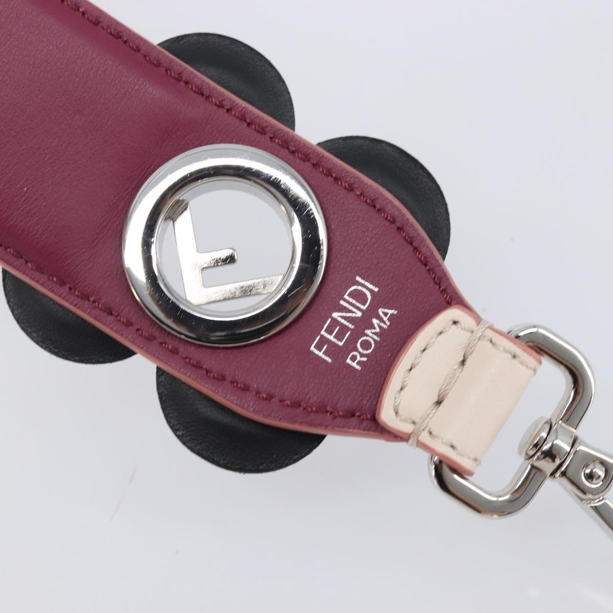 FENDI Strap Leather Beige Silver gold Auth 203680M