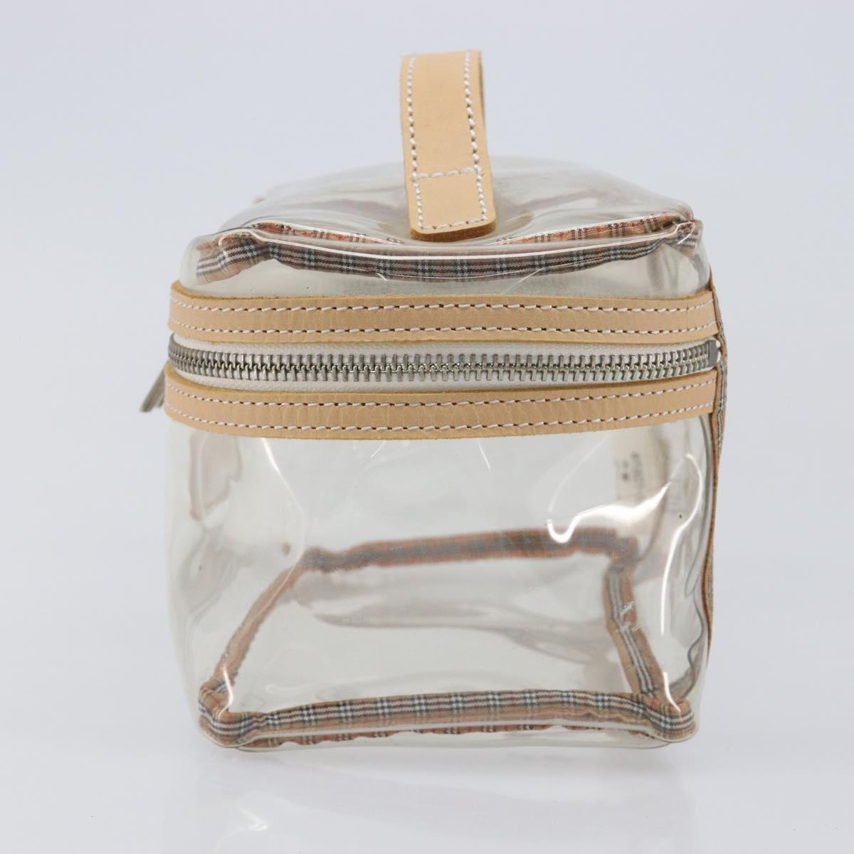Burberrys Vanity Cosmetic Pouch Vinyl Clear Silver Auth 203681A