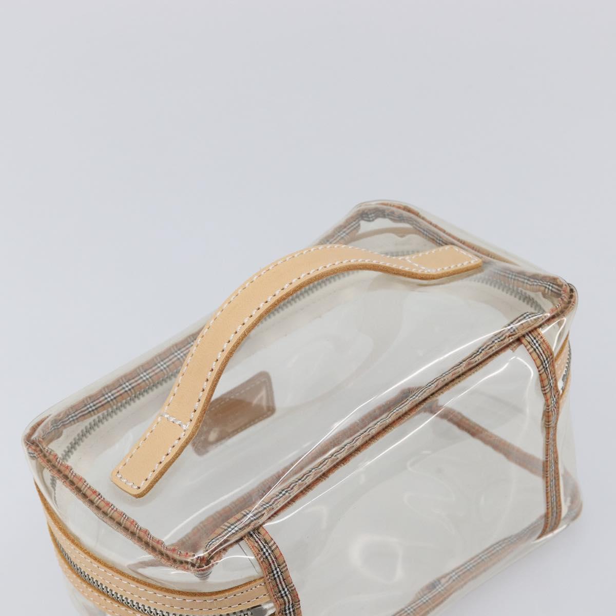 Burberrys Vanity Cosmetic Pouch Vinyl Clear Silver Auth 203681A