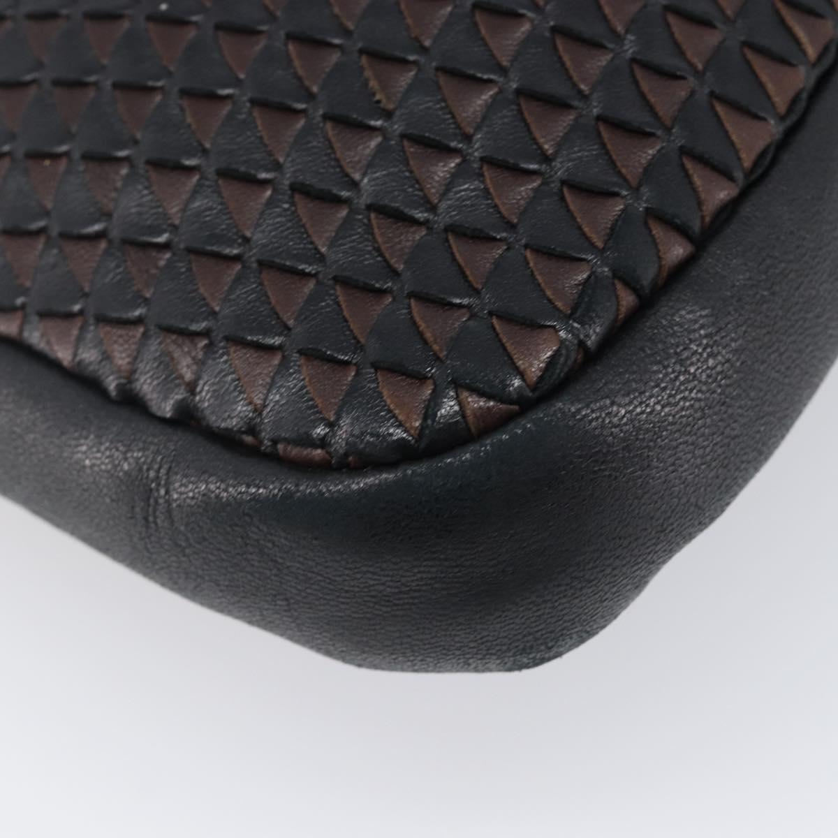 BOTTEGA VENETA INTRECCIATO Shoulder Bag Leather Outlet Black Auth 203682V