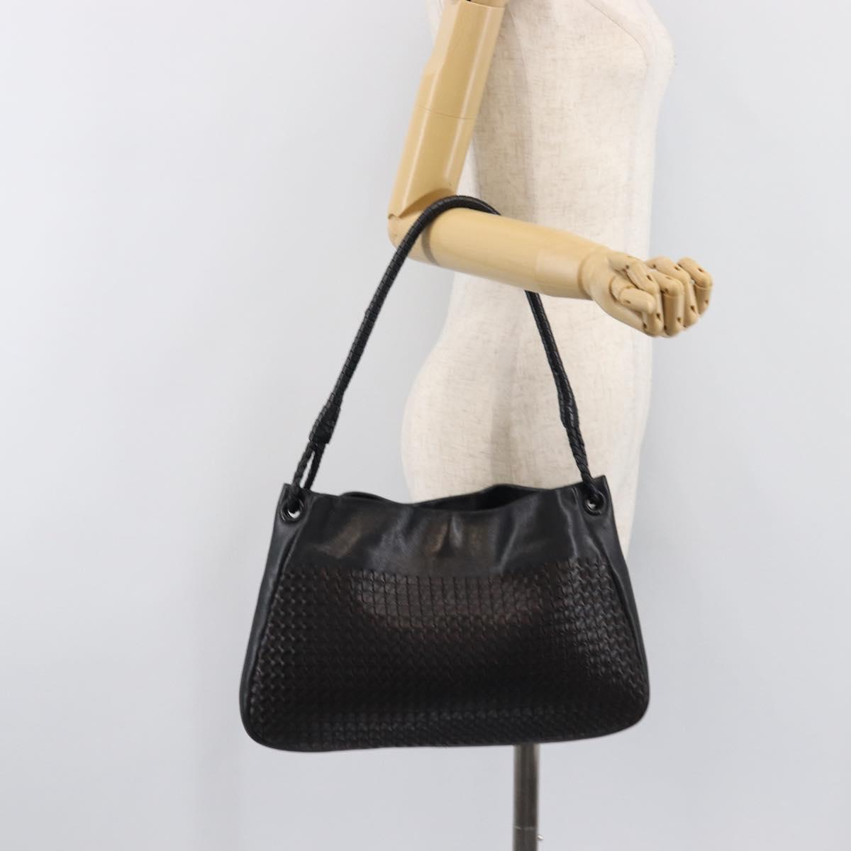 BOTTEGA VENETA INTRECCIATO Shoulder Bag Leather Outlet Black Auth 203682V