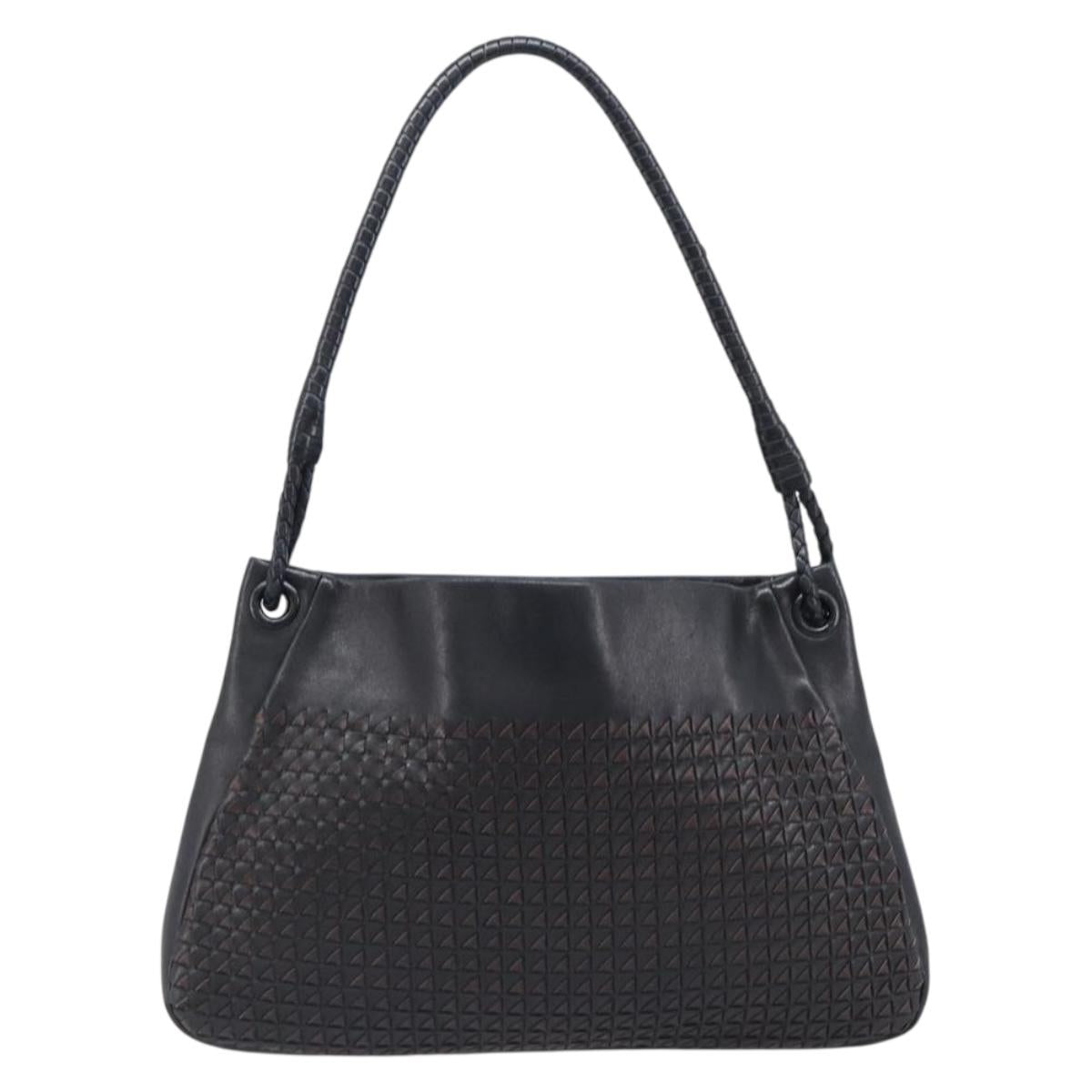 BOTTEGA VENETA INTRECCIATO Shoulder Bag Leather Outlet Black Auth 203682V