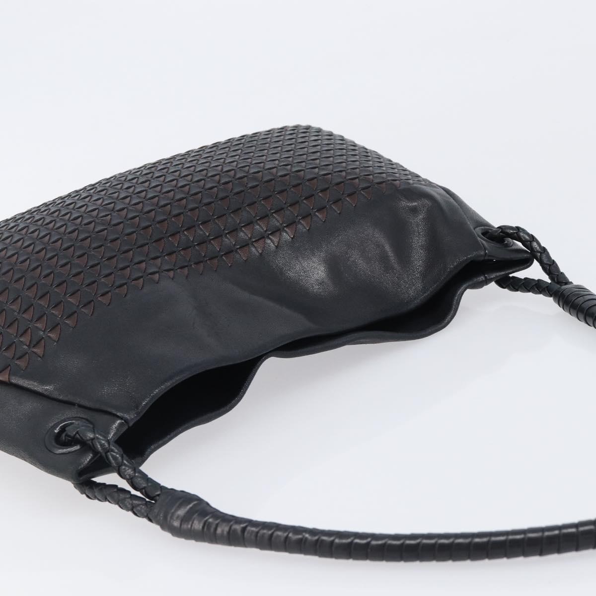 BOTTEGA VENETA INTRECCIATO Shoulder Bag Leather Outlet Black Auth 203682V