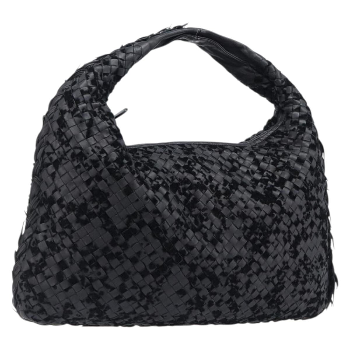 BOTTEGA VENETA INTRECCIATO Shoulder Bag Leather Black Auth 203683