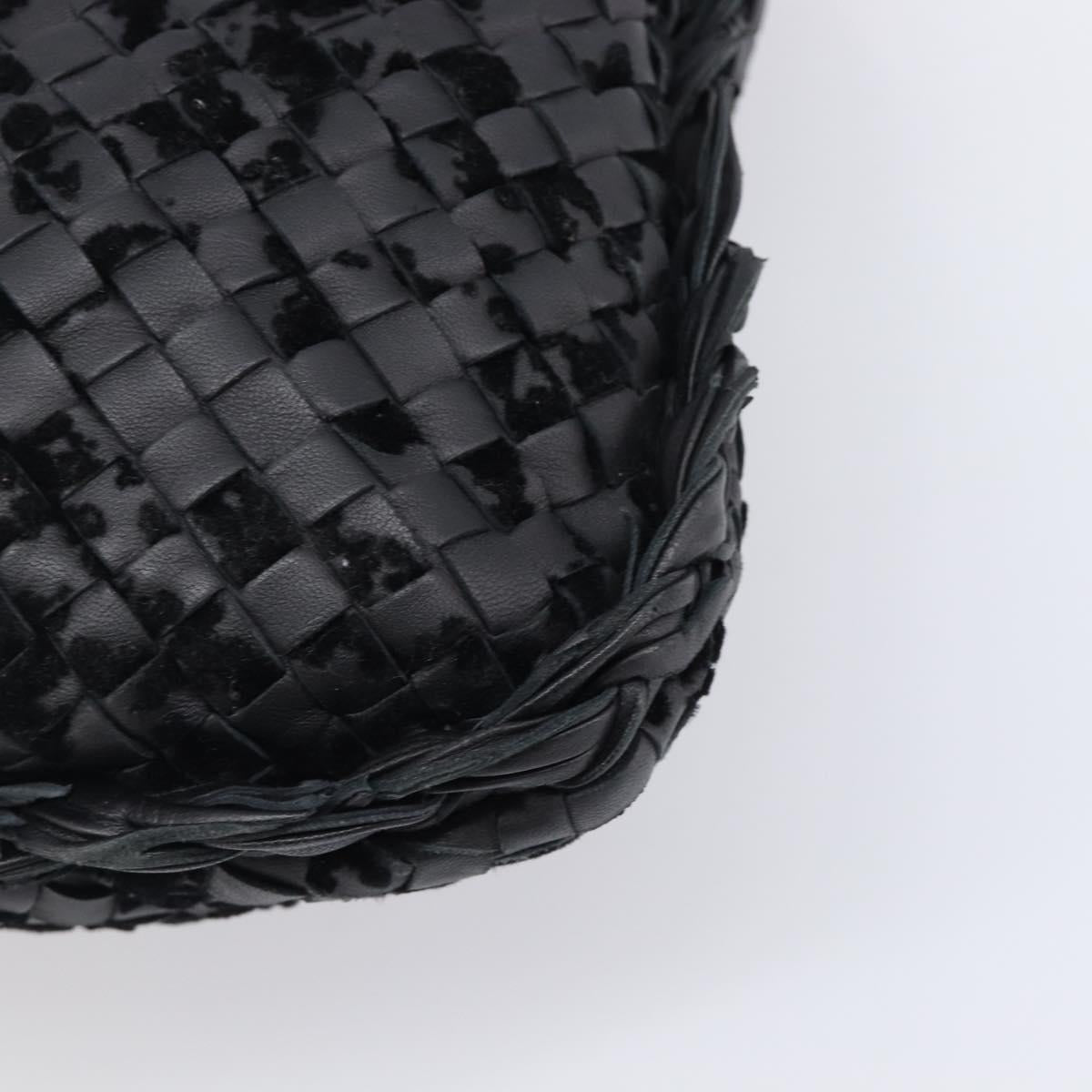 BOTTEGA VENETA INTRECCIATO Shoulder Bag Leather Black Auth 203683