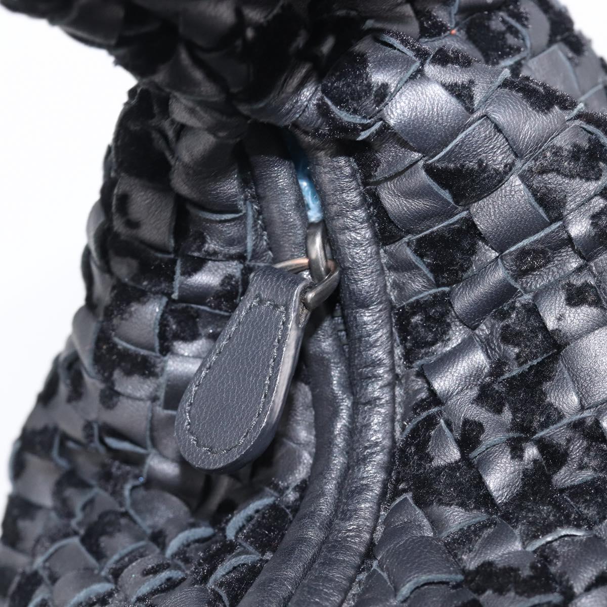BOTTEGA VENETA INTRECCIATO Shoulder Bag Leather Black Auth 203683