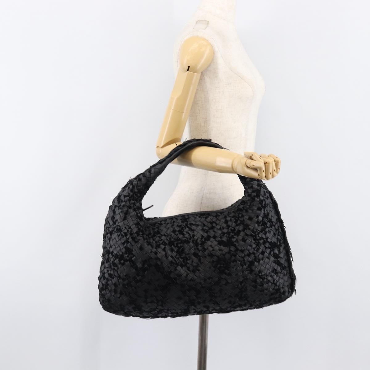 BOTTEGA VENETA INTRECCIATO Shoulder Bag Leather Black Auth 203683