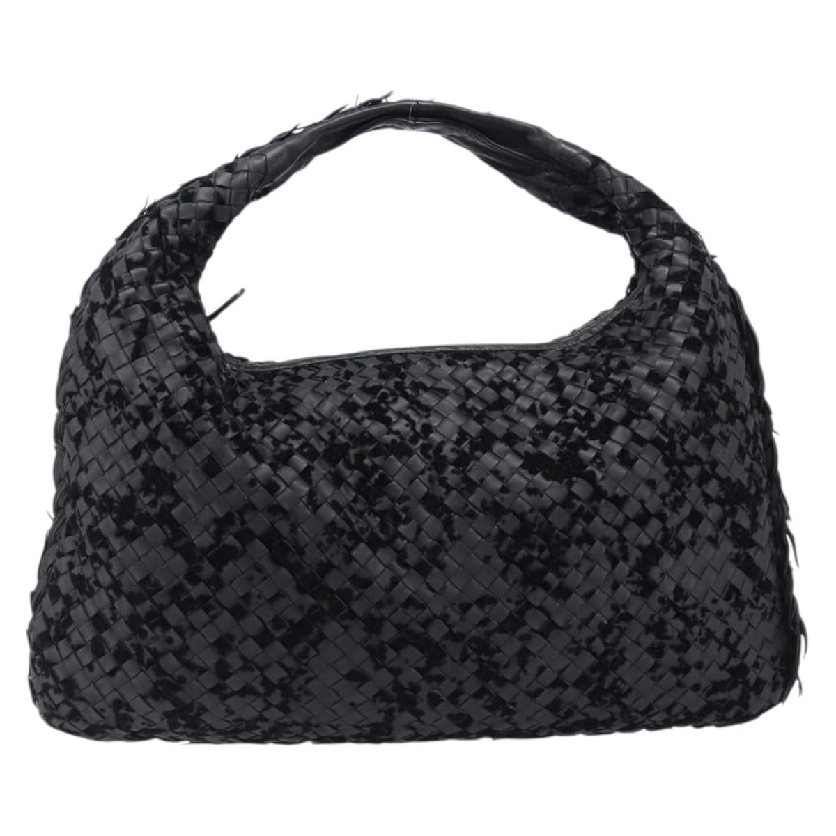 BOTTEGA VENETA INTRECCIATO Shoulder Bag Leather Black Auth 203683
