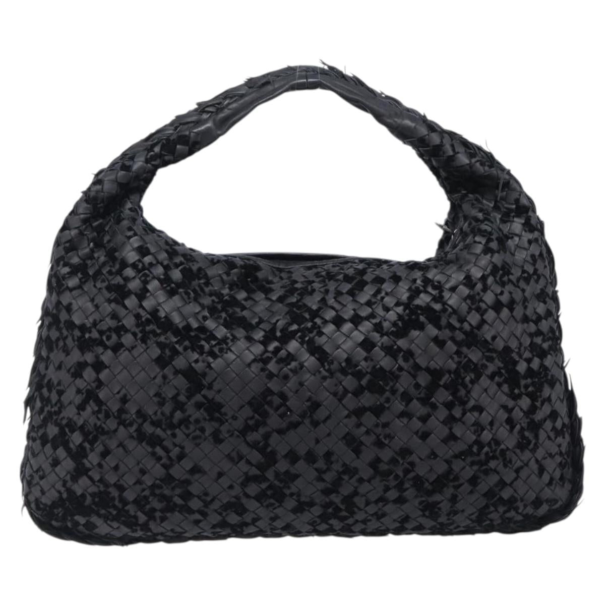 BOTTEGA VENETA INTRECCIATO Shoulder Bag Leather Black Auth 203683