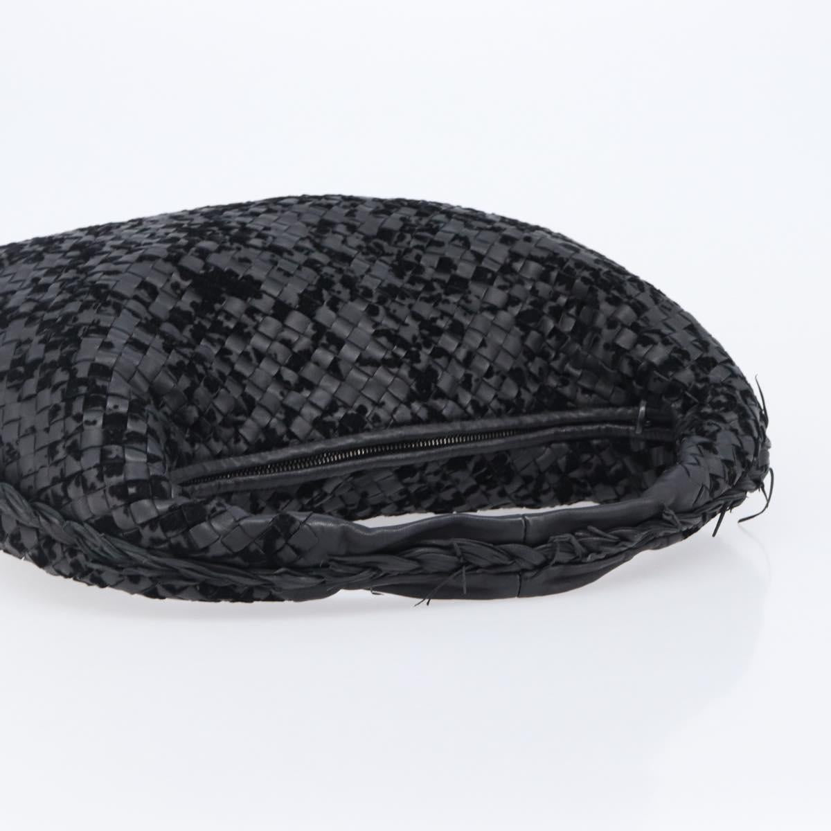 BOTTEGA VENETA INTRECCIATO Shoulder Bag Leather Black Auth 203683