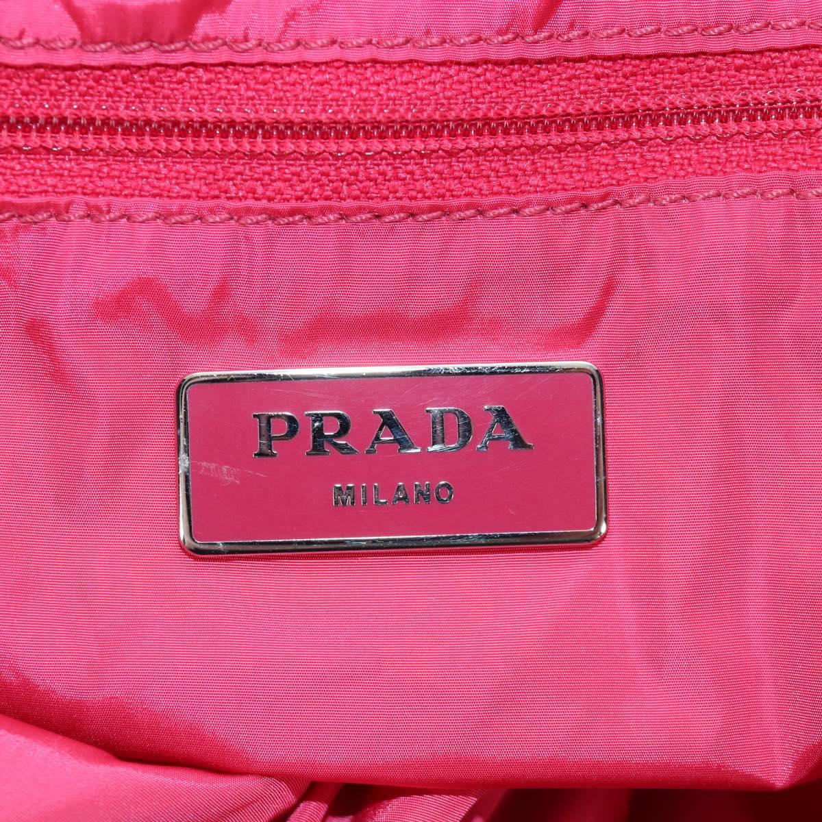 PRADA Eco Bag Nylon Pink Silver Auth 203684A