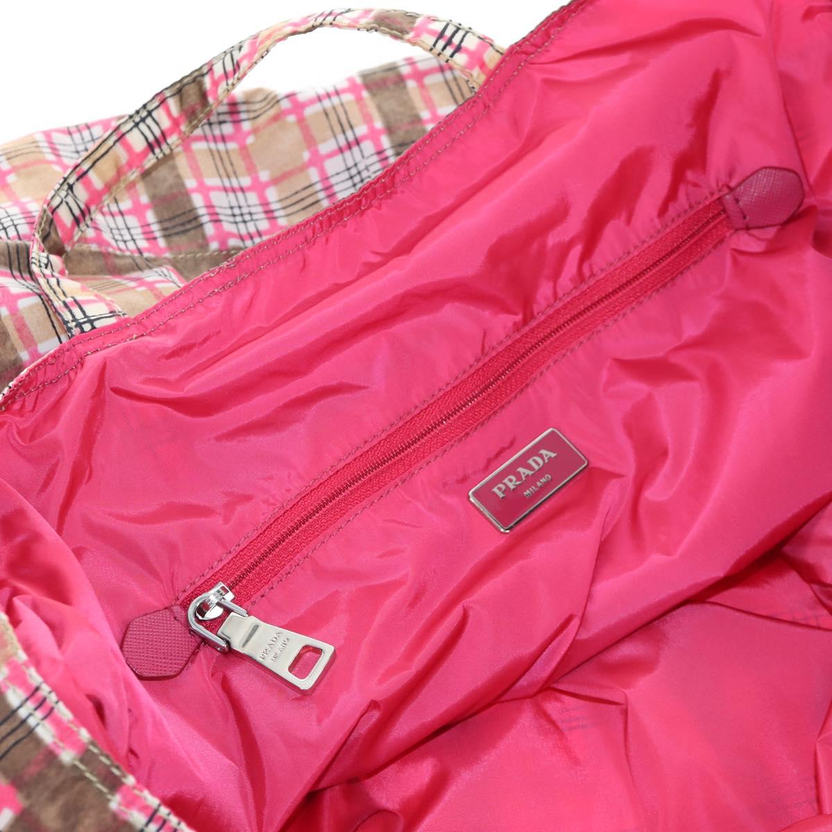 PRADA Eco Bag Nylon Pink Silver Auth 203684A