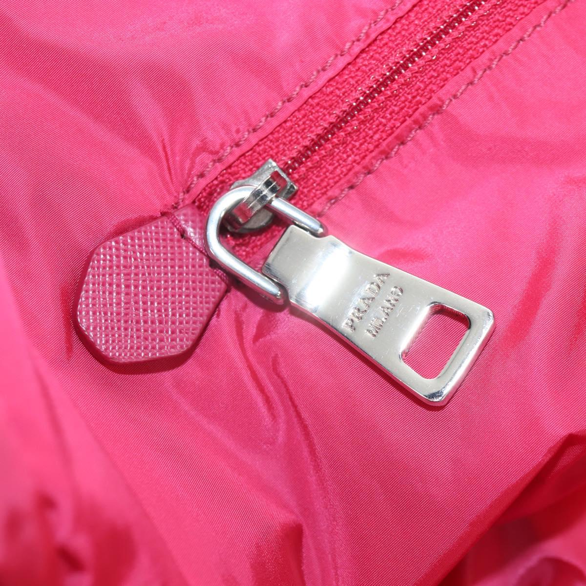 PRADA Eco Bag Nylon Pink Silver Auth 203684A