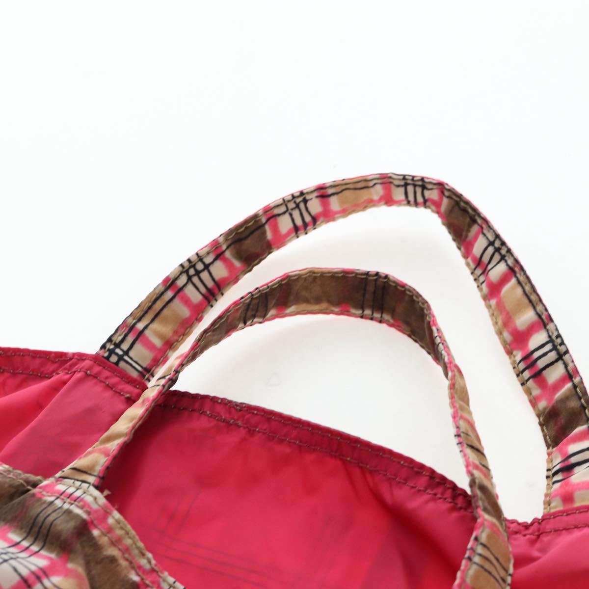 PRADA Eco Bag Nylon Pink Silver Auth 203684A