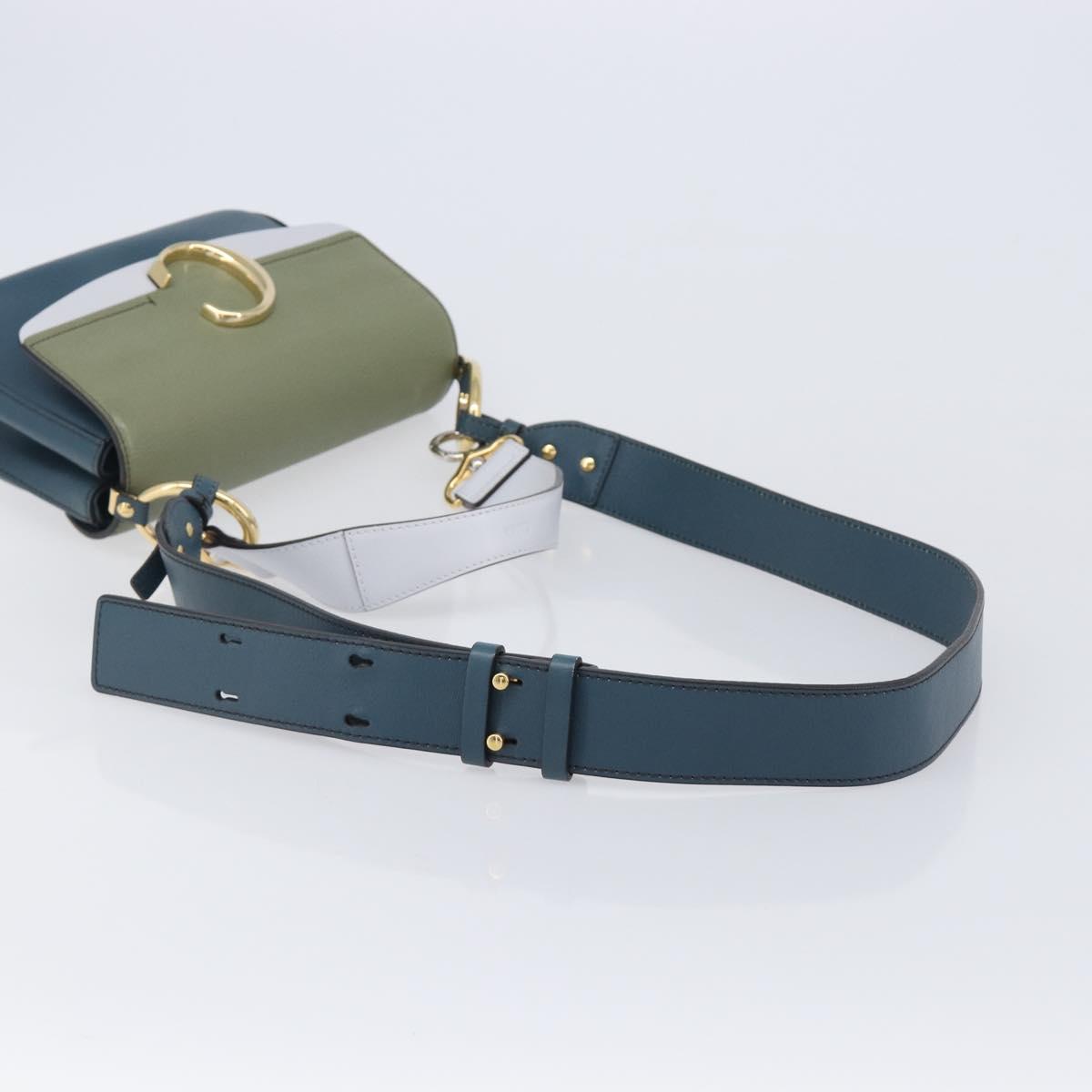 Chloe Shoulder Bag Leather 2way Navy Gold Auth 203685M