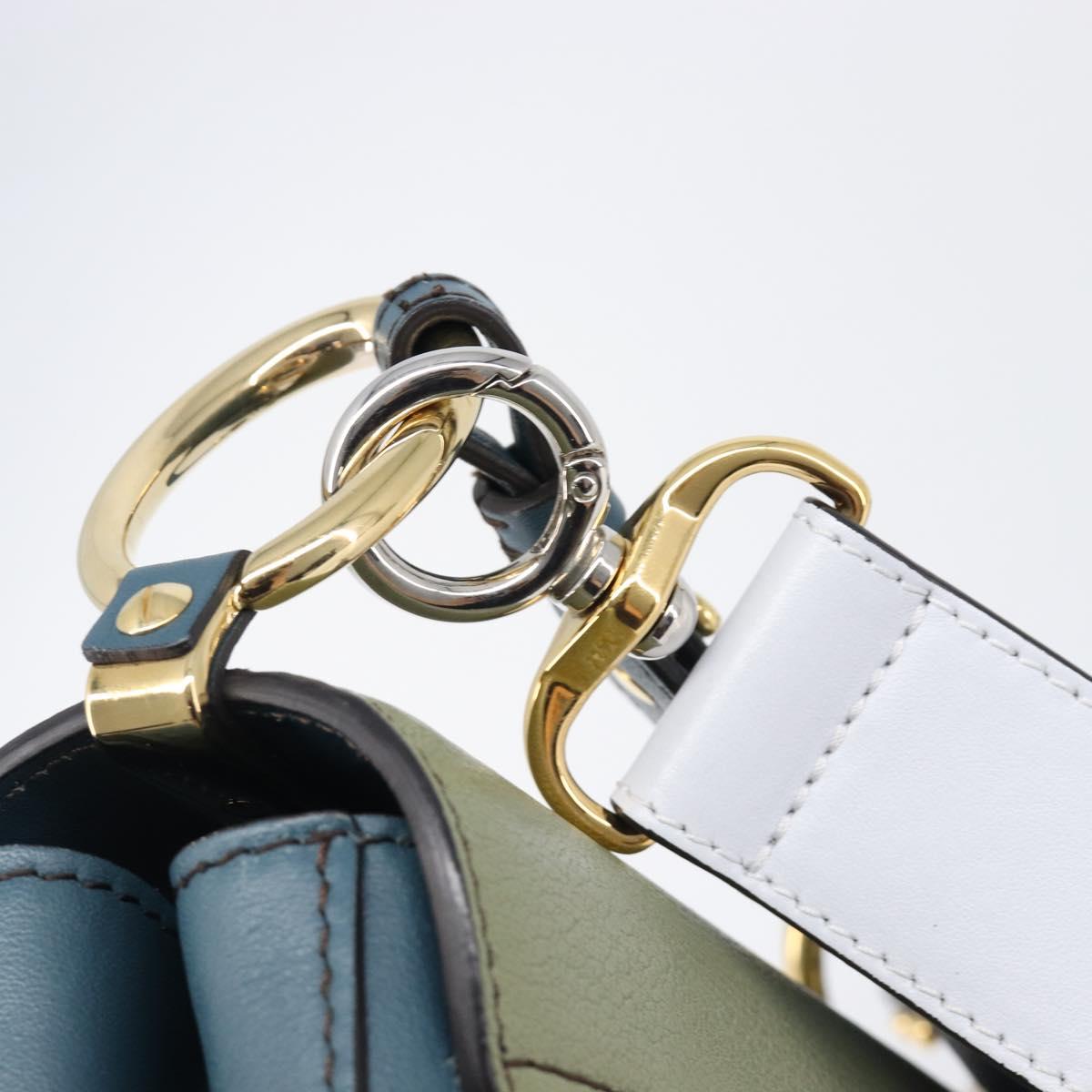 Chloe Shoulder Bag Leather 2way Navy Gold Auth 203685M