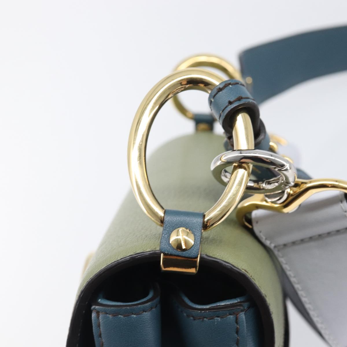 Chloe Shoulder Bag Leather 2way Navy Gold Auth 203685M