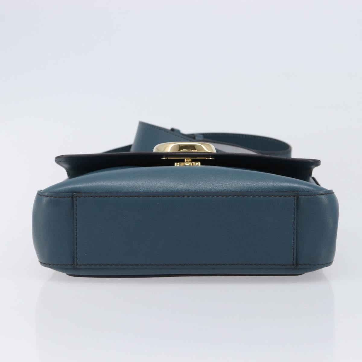 Chloe Shoulder Bag Leather 2way Navy Gold Auth 203685M