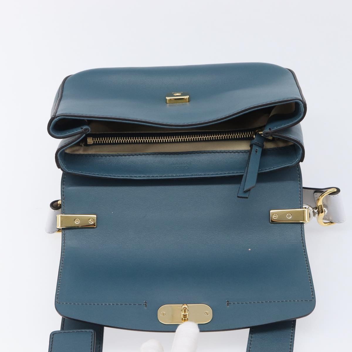 Chloe Shoulder Bag Leather 2way Navy Gold Auth 203685M