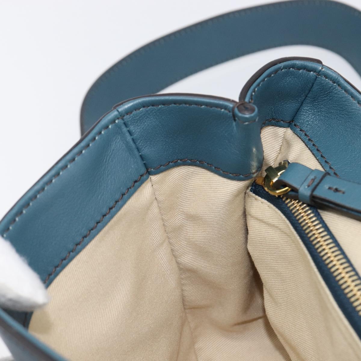 Chloe Shoulder Bag Leather 2way Navy Gold Auth 203685M