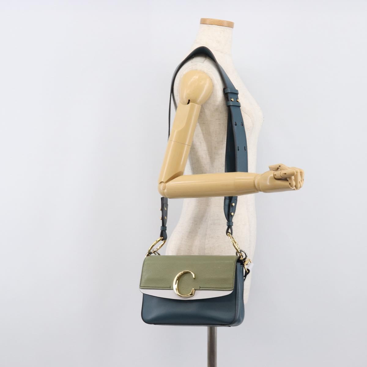 Chloe Shoulder Bag Leather 2way Navy Gold Auth 203685M