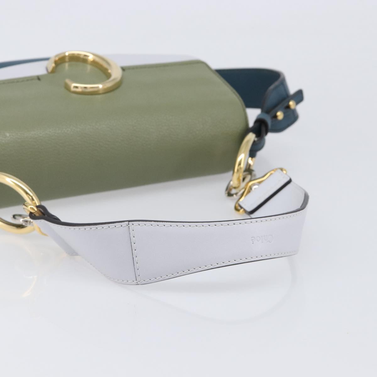 Chloe Shoulder Bag Leather 2way Navy Gold Auth 203685M