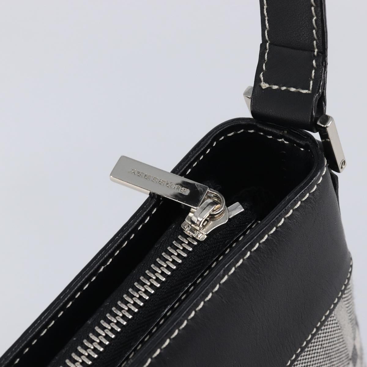 BURBERRY Shoulder Bag Canvas Gray Silver Auth 203686A