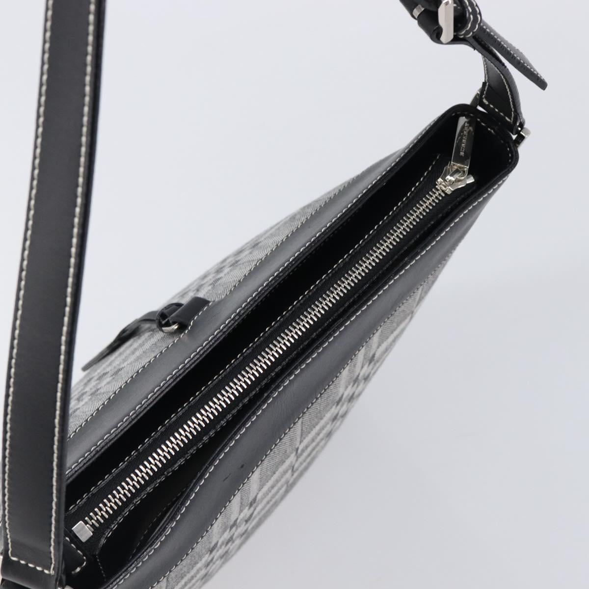 BURBERRY Shoulder Bag Canvas Gray Silver Auth 203686A