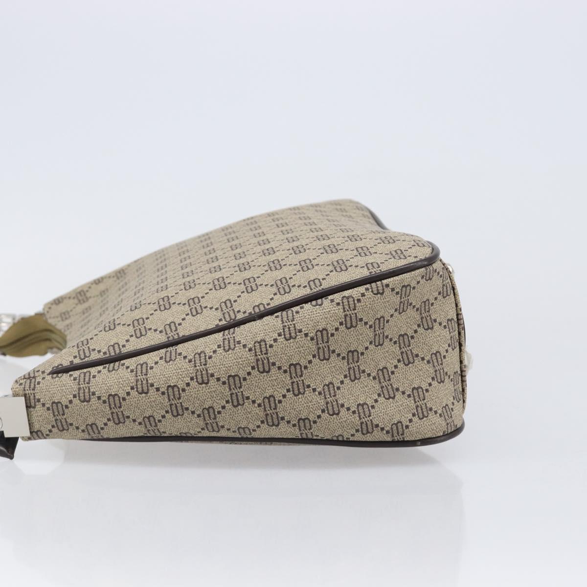 BALENCIAGA Shoulder Bag PVC Canvas Beige Silver Auth 203687A