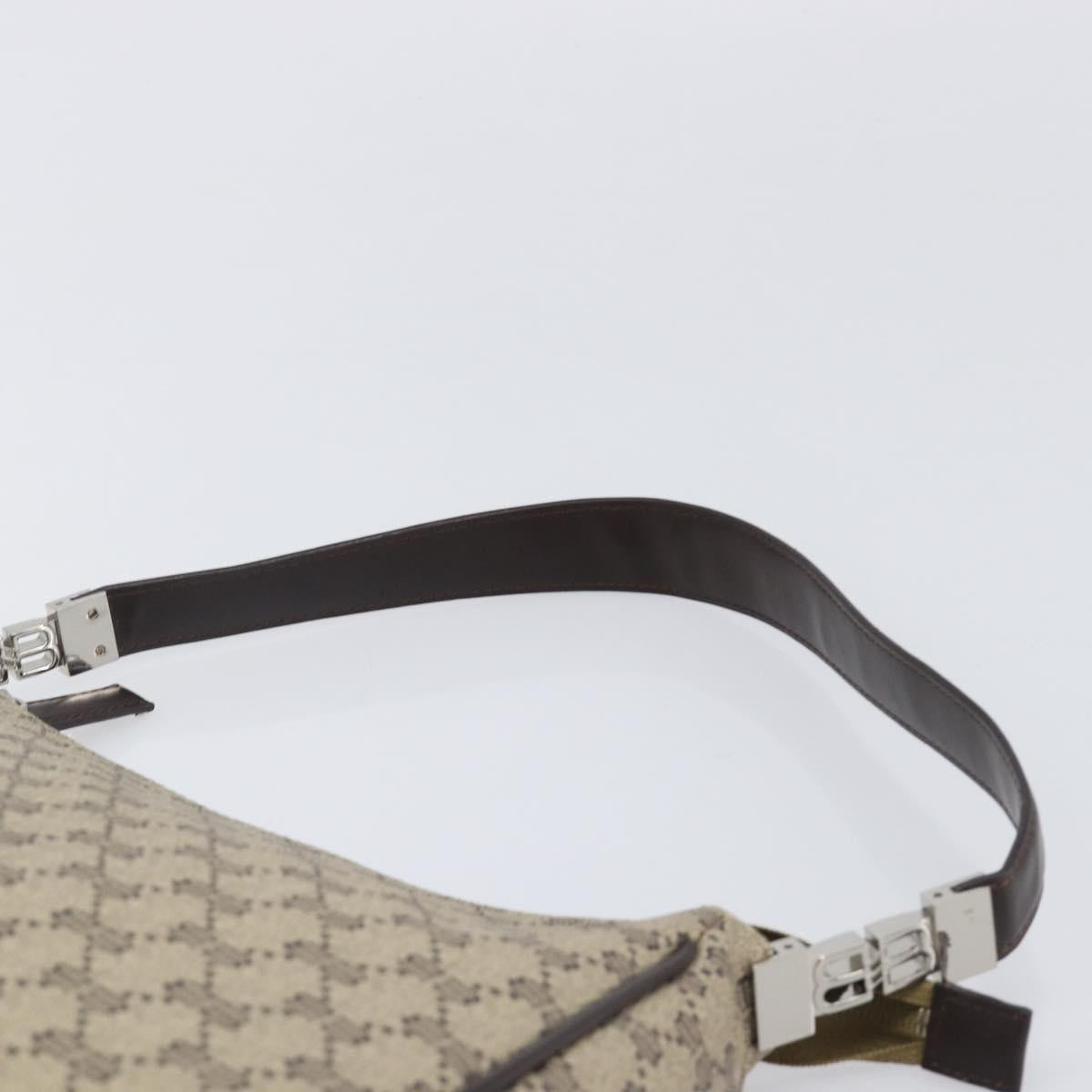 BALENCIAGA Shoulder Bag PVC Canvas Beige Silver Auth 203687A