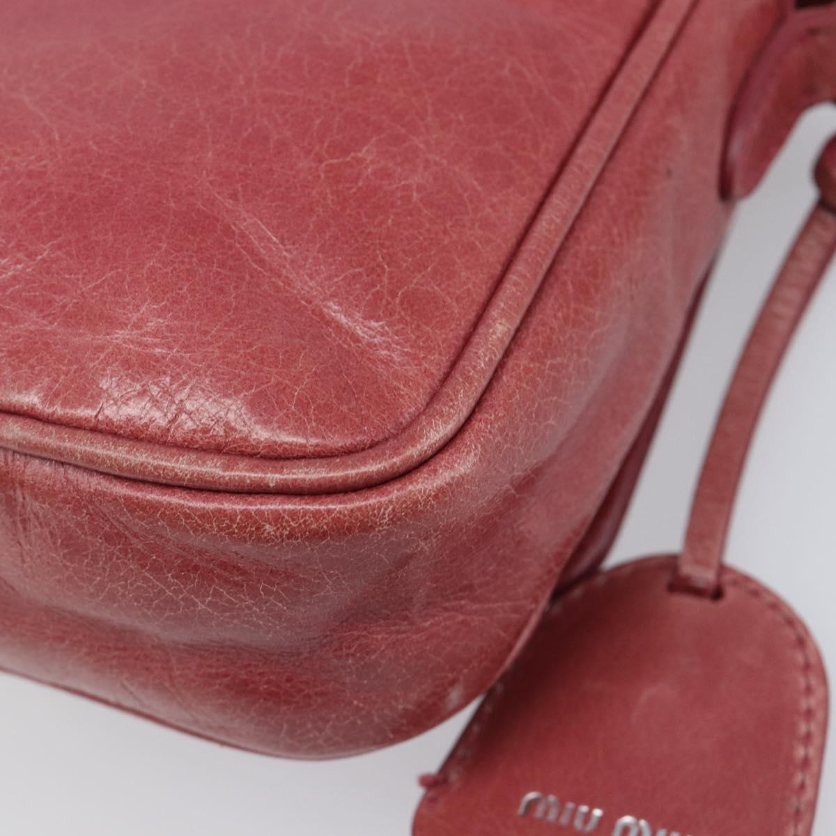 Miu Miu Shoulder Bag Vitellolux Pink Silver Auth 203688A