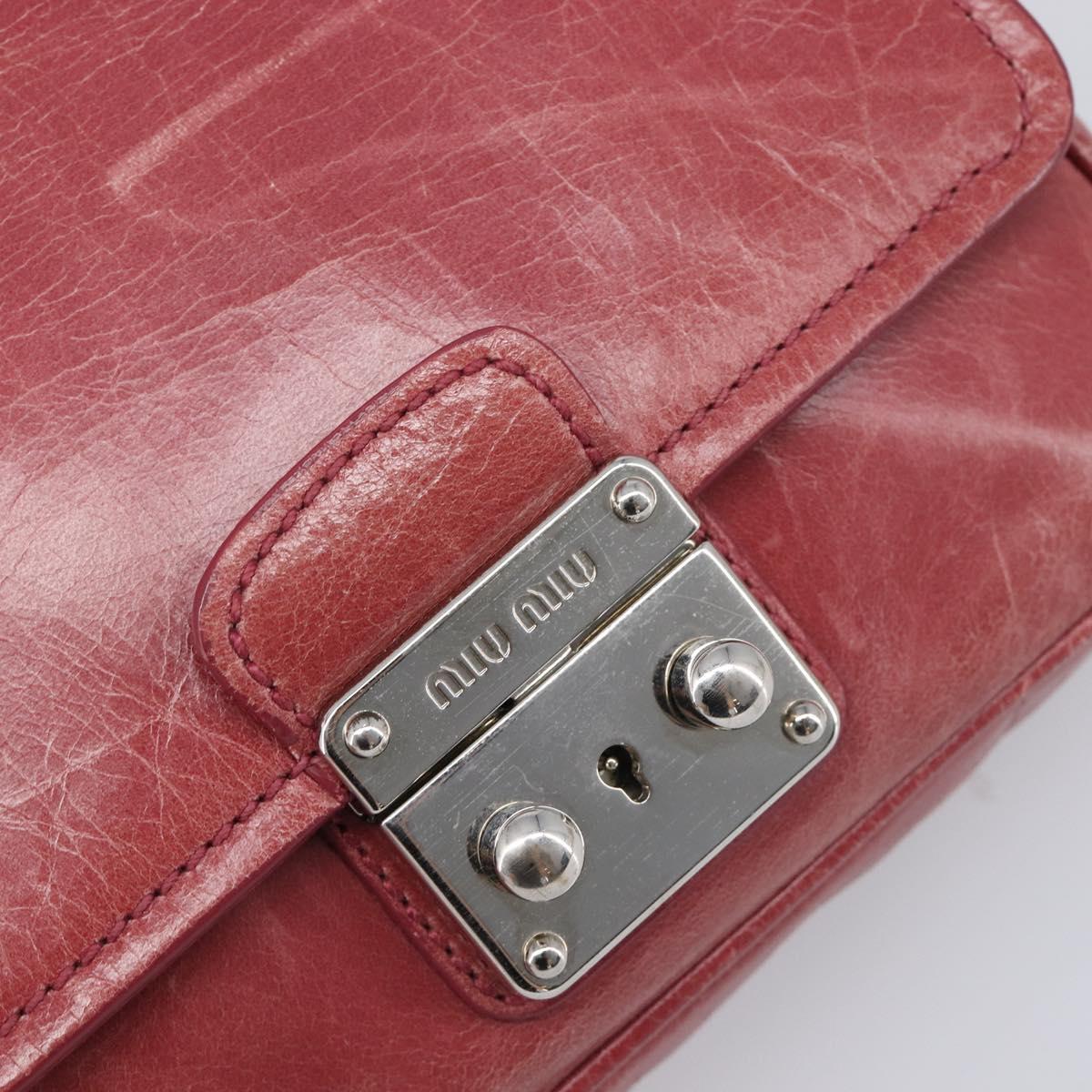 Miu Miu Shoulder Bag Vitellolux Pink Silver Auth 203688A