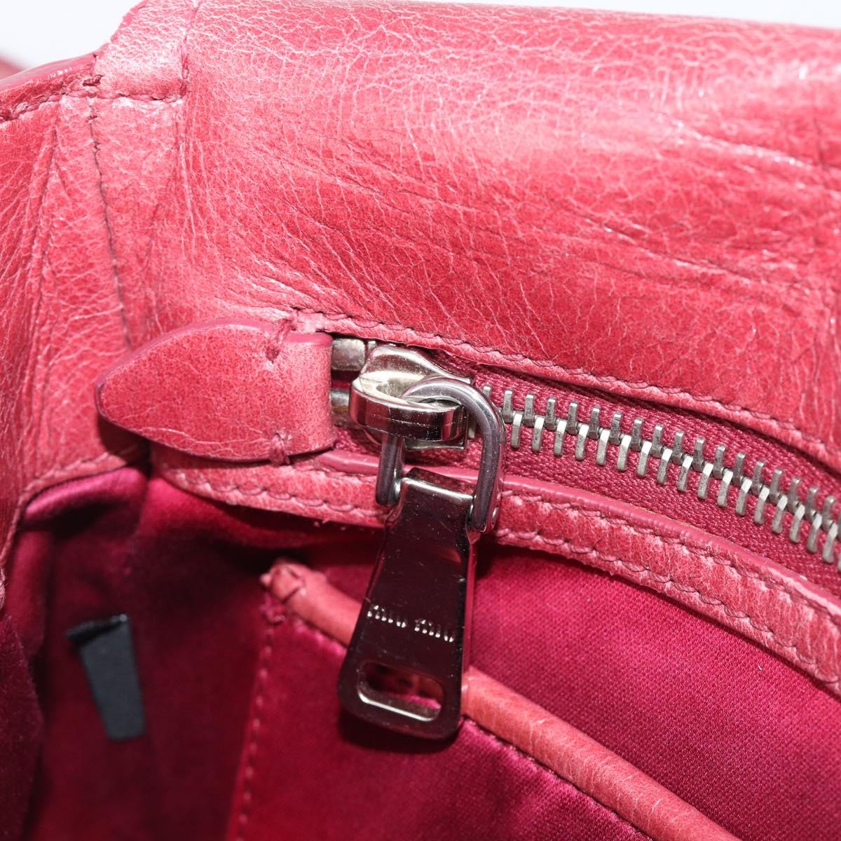 Miu Miu Shoulder Bag Vitellolux Pink Silver Auth 203688A
