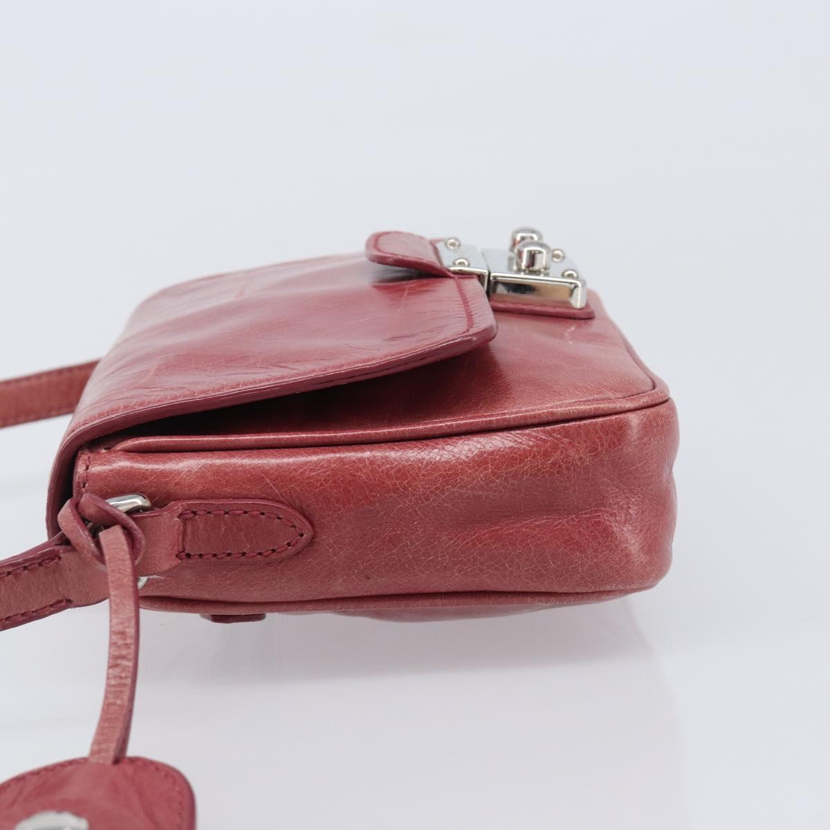 Miu Miu Shoulder Bag Vitellolux Pink Silver Auth 203688A