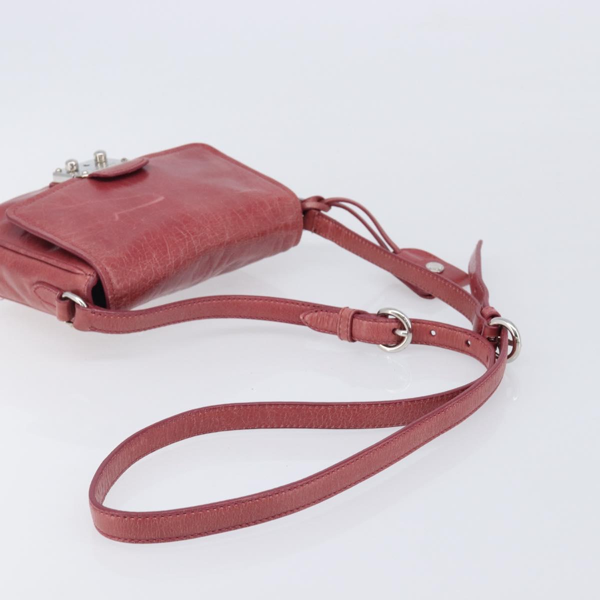 Miu Miu Shoulder Bag Vitellolux Pink Silver Auth 203688A
