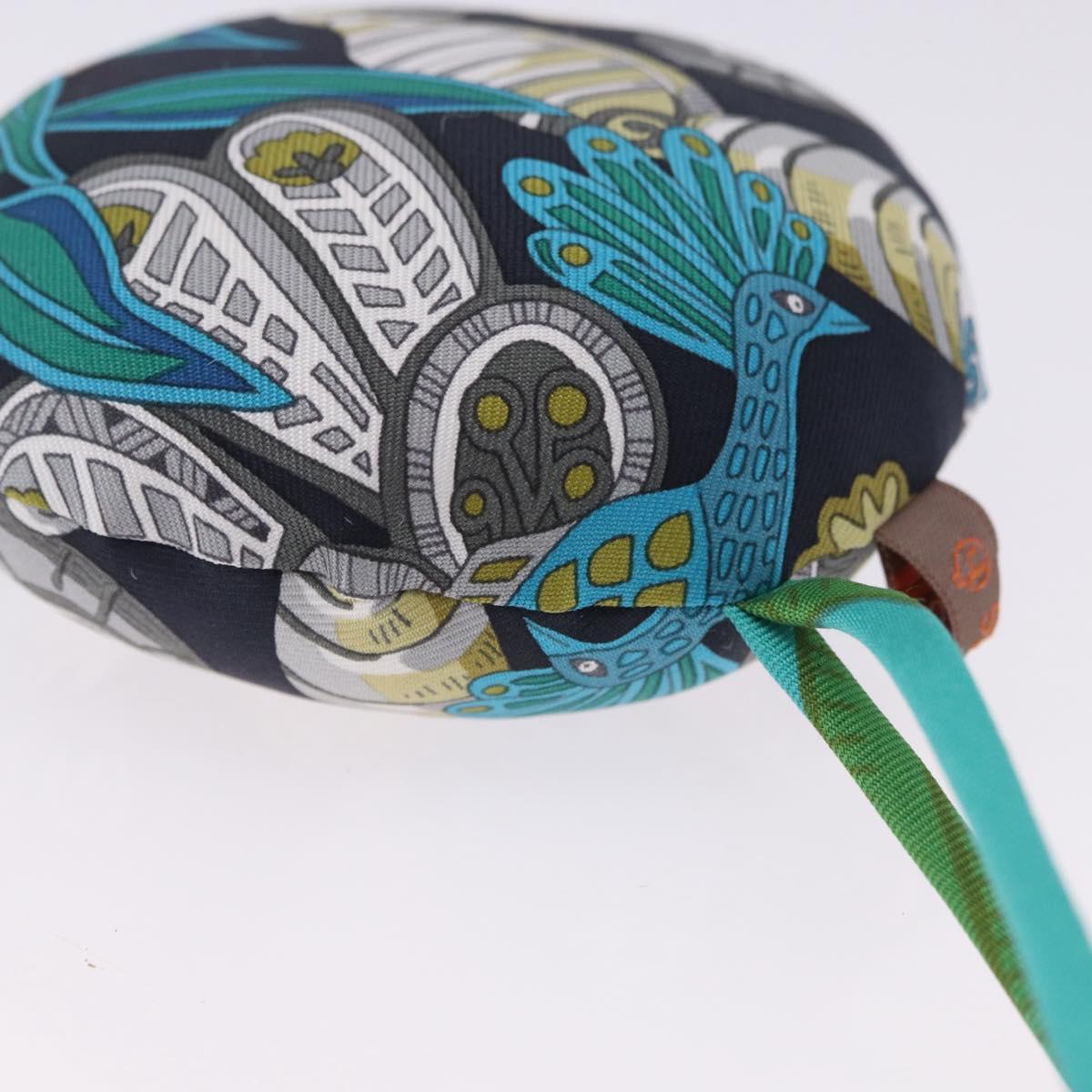 HERMES Petit Ash Bag Charm Silk Blue Auth 203689M