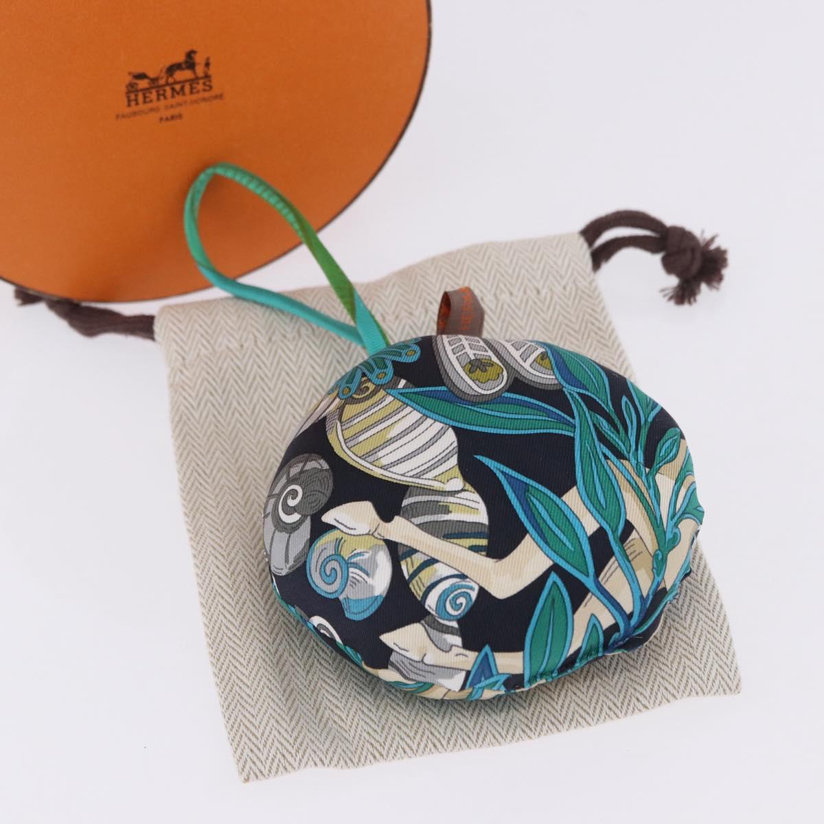 HERMES Petit Ash Bag Charm Silk Blue Auth 203689M
